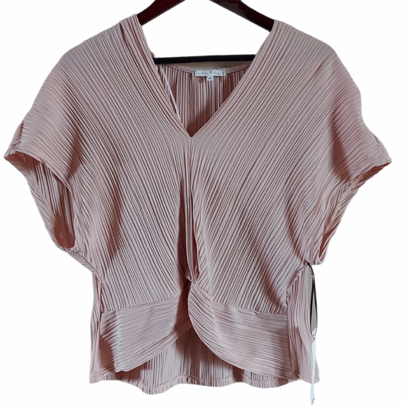 Will & Clay pleated twistfront short sleeve blouse - Picture 1 of 5